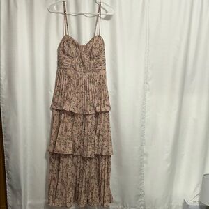 Pink Midi Sundress with Spaghetti Straps and Sweetheart Neckline